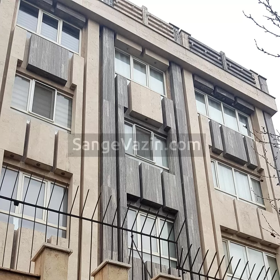 Azarshahr Silver Travertine On Building Facade