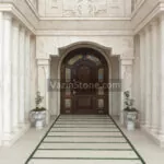 white travertine wall stone with pillar- classic frontage