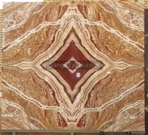 Brown marble four-match stone slab