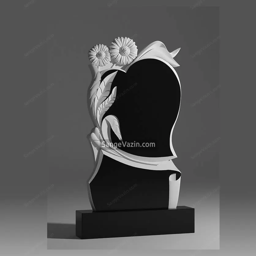 tombstone | headstone black white flower model 3
