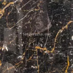 golden black marble stone slab closeup