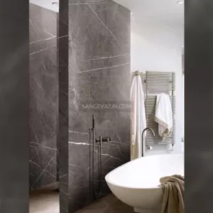 pietra gray marble slab on wall