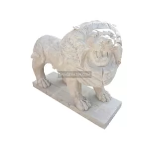 Standing lion stone sculpture
