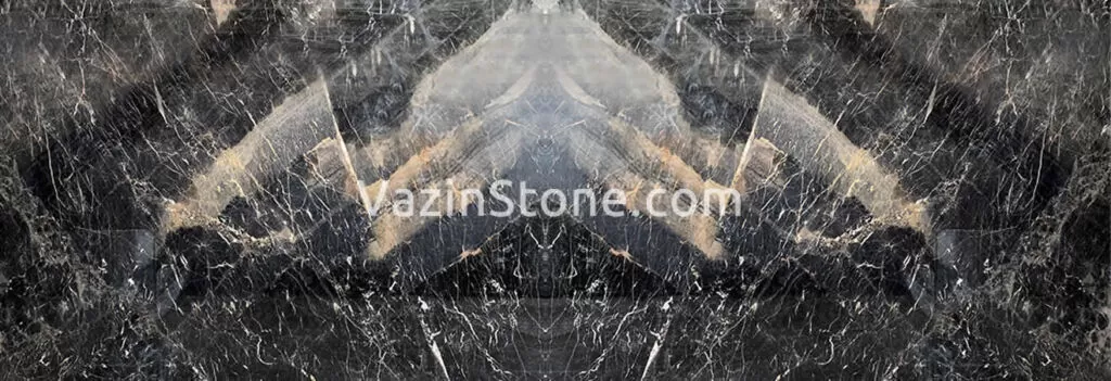 Black marble book-match stone slab