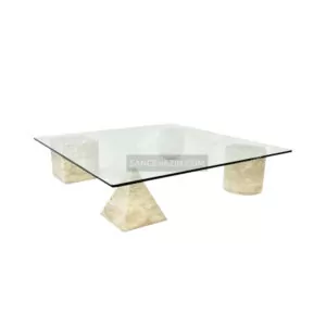 Geometric stone coffee table