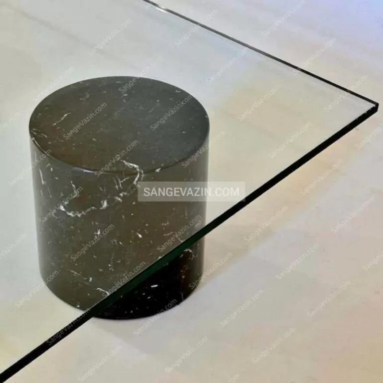 Black Cylinder stand of Geometric stone coffee table