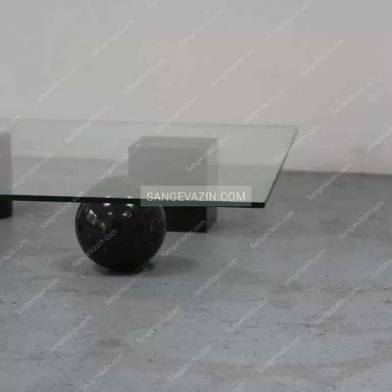 Sphere and cube stands of Geometric stone coffee table