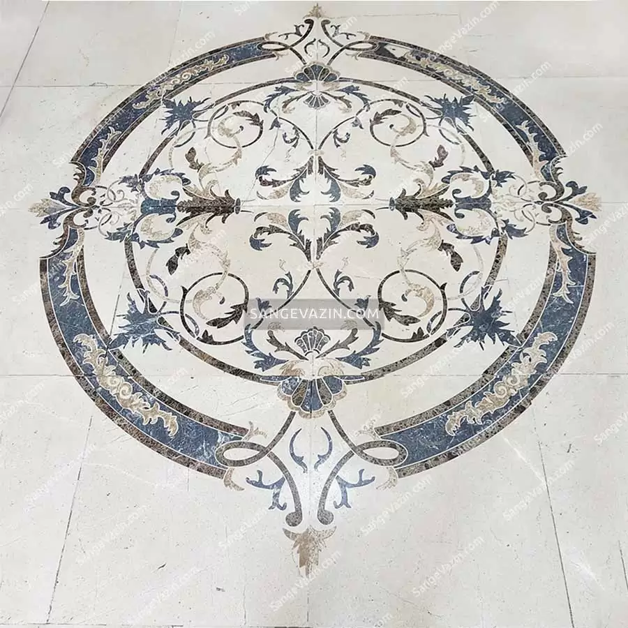 white stone floor medallion