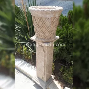 Shokouh stone flower pot on stone base