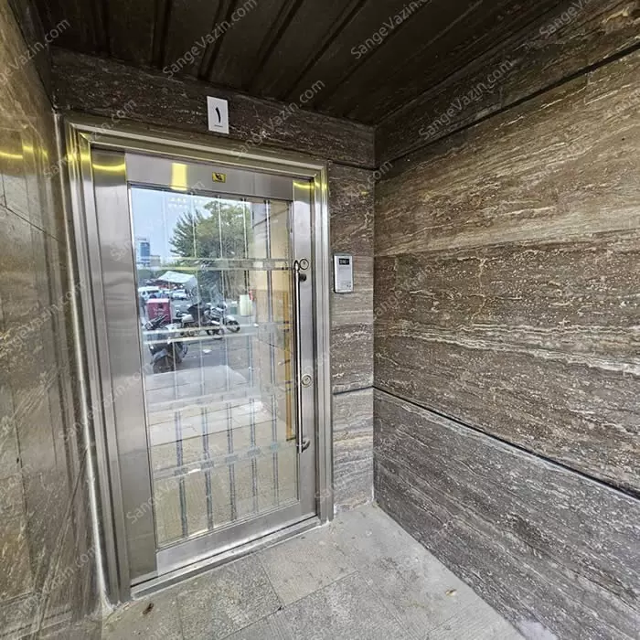 silver travertine entrance door